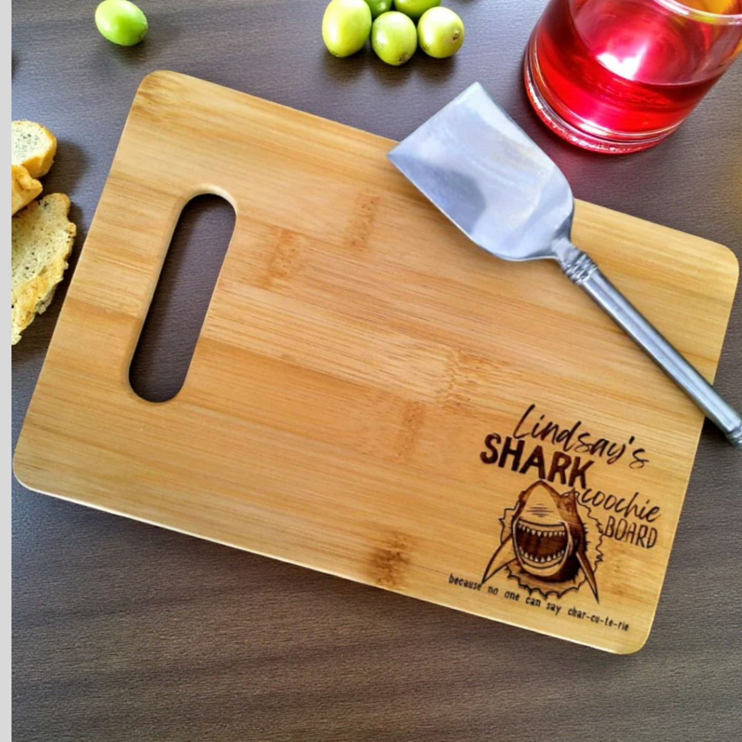 Personalized Shark Coochie Charcuterie Cutting Board Funny Cheese Board And Serving Tray With Name For Kitchen Decor And Parties