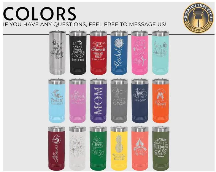 Custom Insulated Skinny Tumbler 22oz - Stainless Steel Drinkware for your Company, Teams, Schools, & Groups | Hot-Cold Drinks Bulk Orders