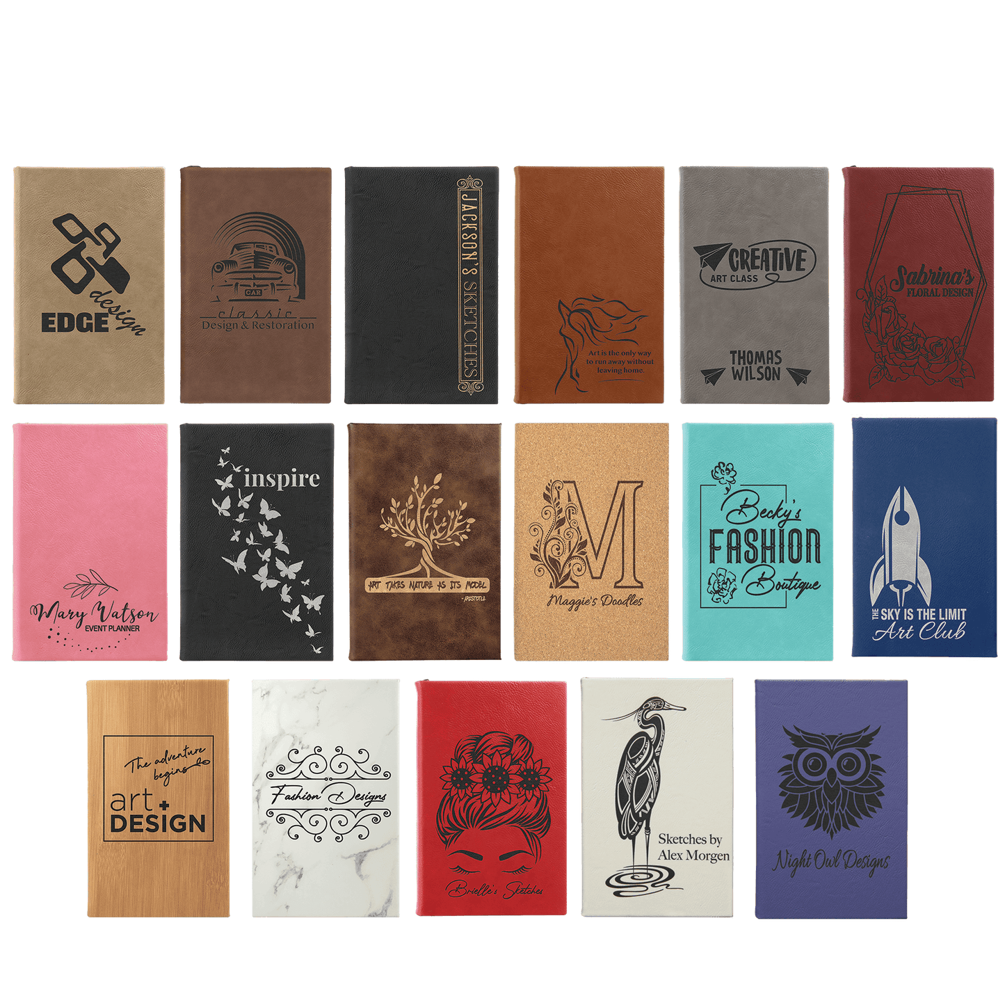 Personalized 5 1/4 x 8 1/4" Leatherette Sketch Book - Office Supplies Professionals & Businesses Blank Notebook Unlined Pages | Bulk Order