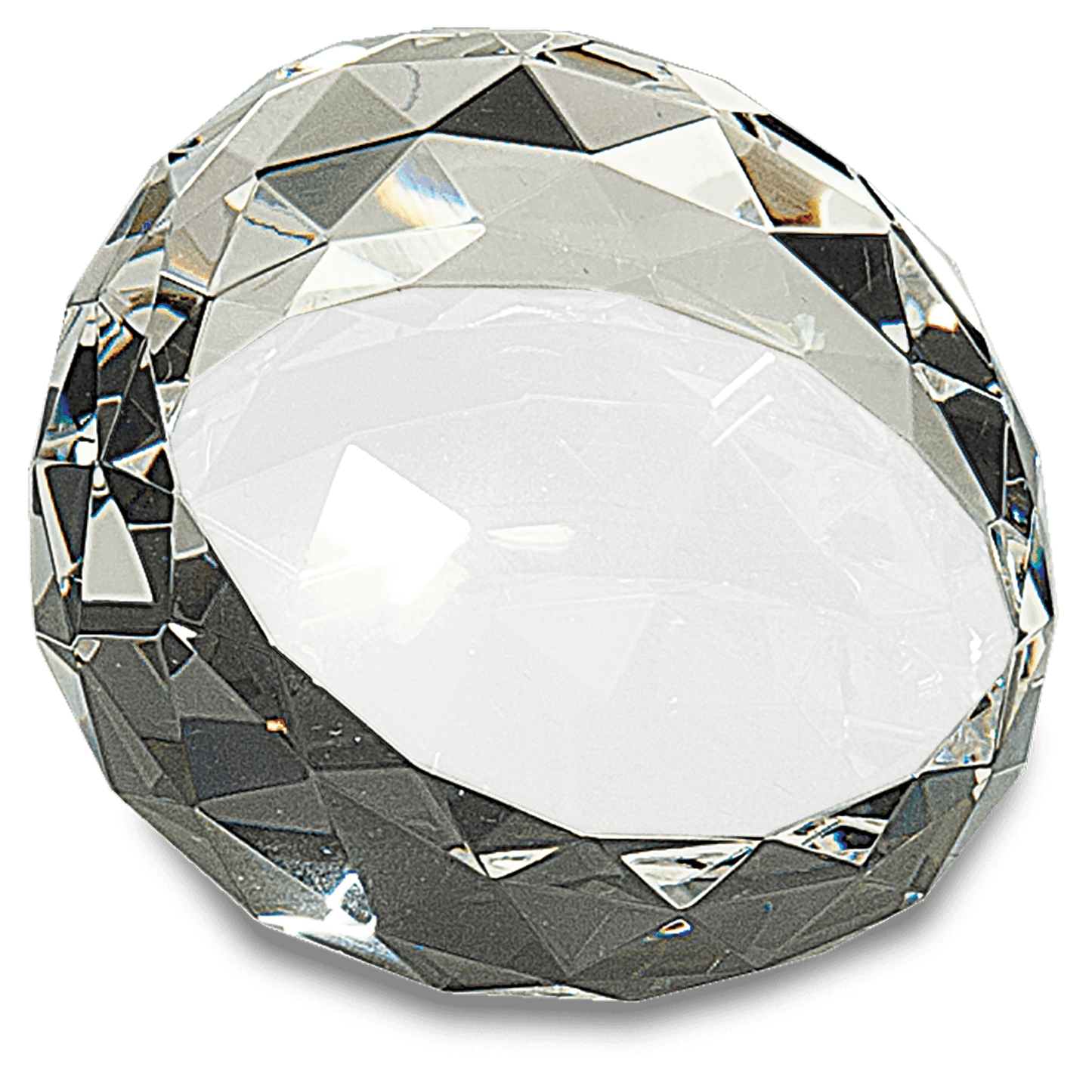 Crystal Round Facet Paperweight - 3 1/2" x 2"