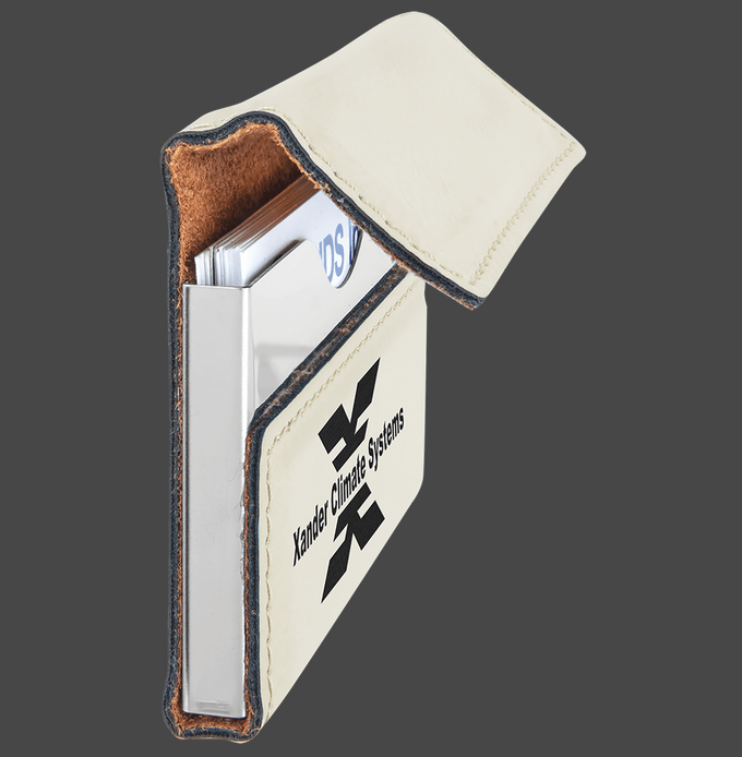 Custom Leatherette Business Card Holder 3 3/4" x 2 3/4" - Stylish, Durable, & Perfect for Professionals - Personalize with Your Logo | Trade Shows | Bulk Order