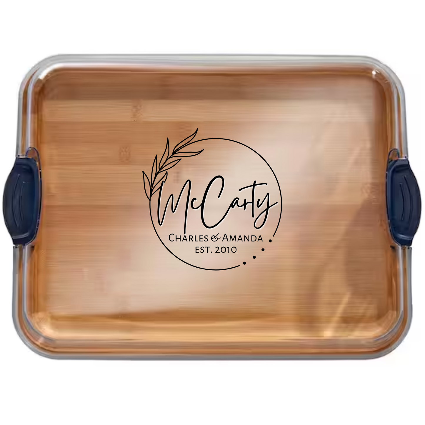 farberware 11" x 14" bamboo build-a-board with secure snap lid for see-through showcase of food - customizable quality serving board perfect for any occasion