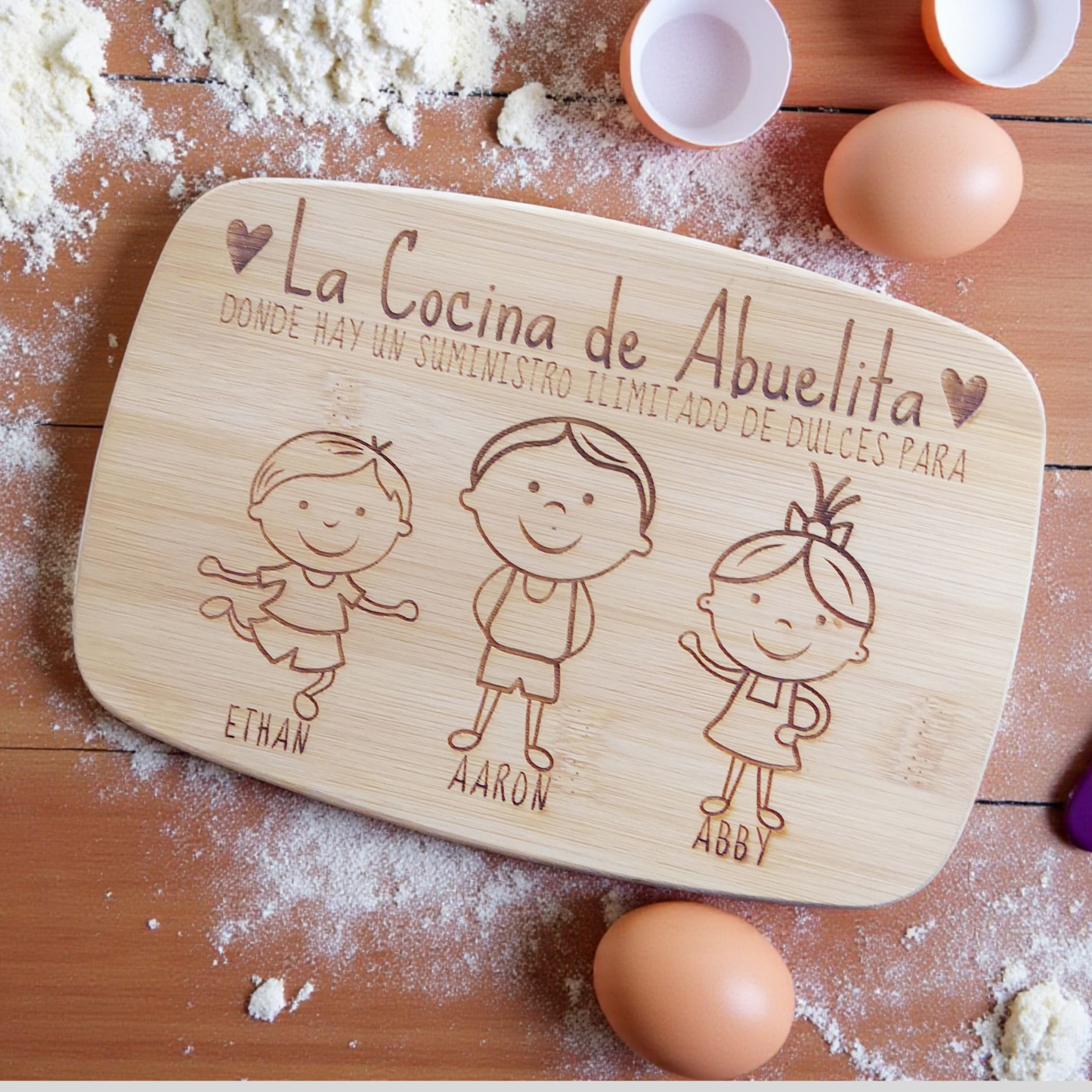 Abuela's Kitchen Personalized Cutting Board In Bamboo Or Acacia — Customizable with Abuela And Heartfelt Message; Durable Serving Board For Mother's Day, Birthday, Or Christmas — One-Of-A-Kind Keepsake That Celebrates Abuela And Elevates Her Kitchen
