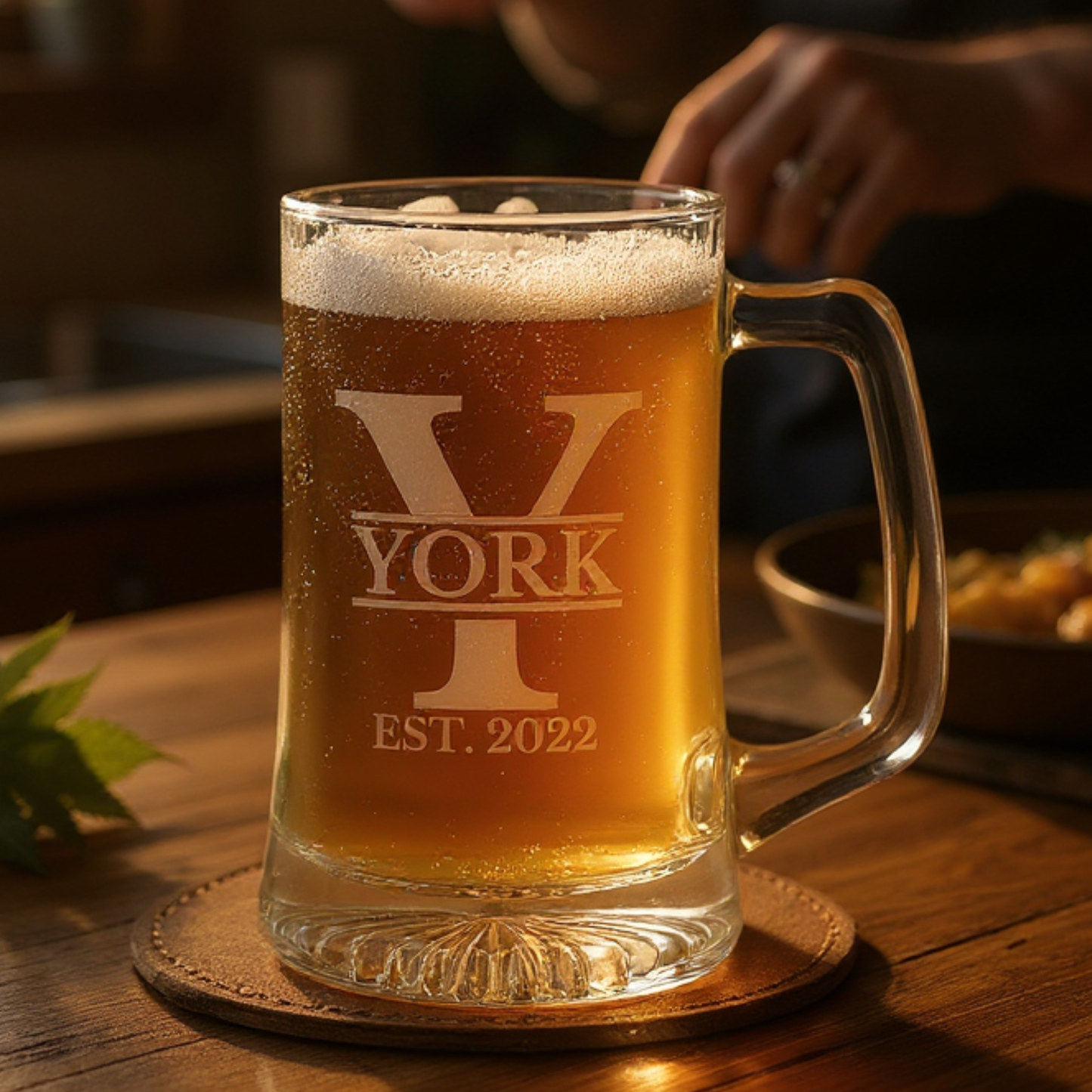 Personalized Beer Mug In 14 oz Or 25 oz — Design Your Own Permanently Marked, Dishwasher-Safe Drinkware For Home Bars, Weddings, And Celebrations