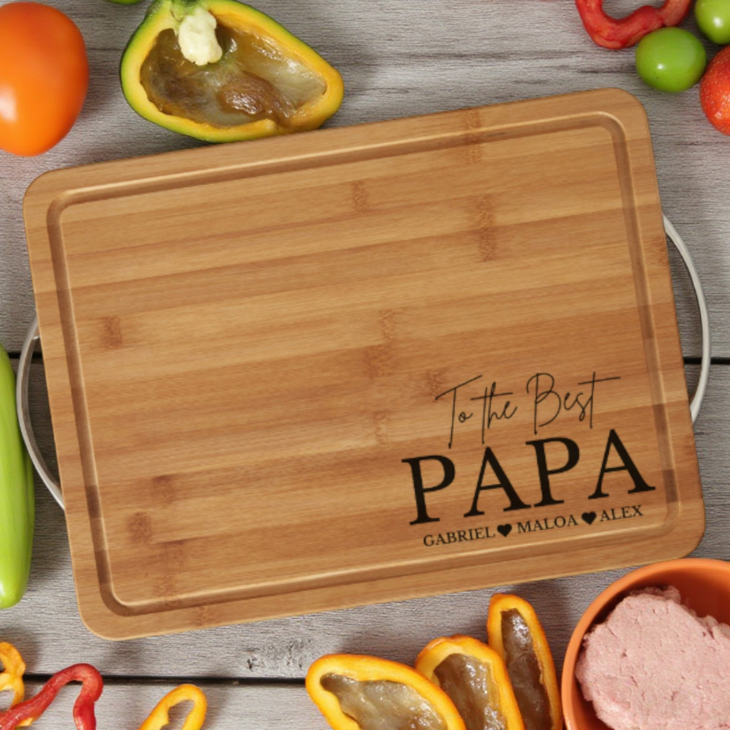 To The Best Grandpa Personalized Cutting Board In Bamboo Or Acacia — Choose Grandpa, Papa, Pop-Pop, And More — Heirloom Serving Board For Father's Day, Birthdays, And Christmas
