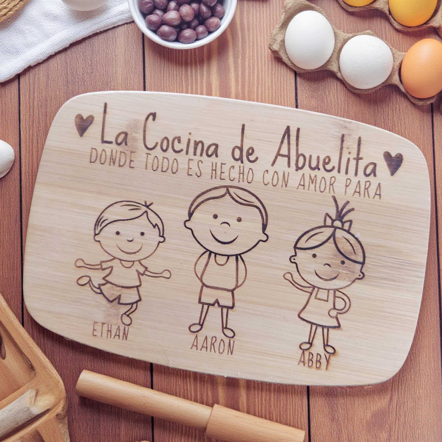 Abuelita's Kitchen Personalized Cutting Board In Bamboo Or Acacia — Customizable with Abuelita And Heartfelt Message; Durable Serving Board For Mother's Day, Birthday, Or Christmas — One-Of-A-Kind Keepsake That Celebrates Abuelita And Elevates Her Kitchen