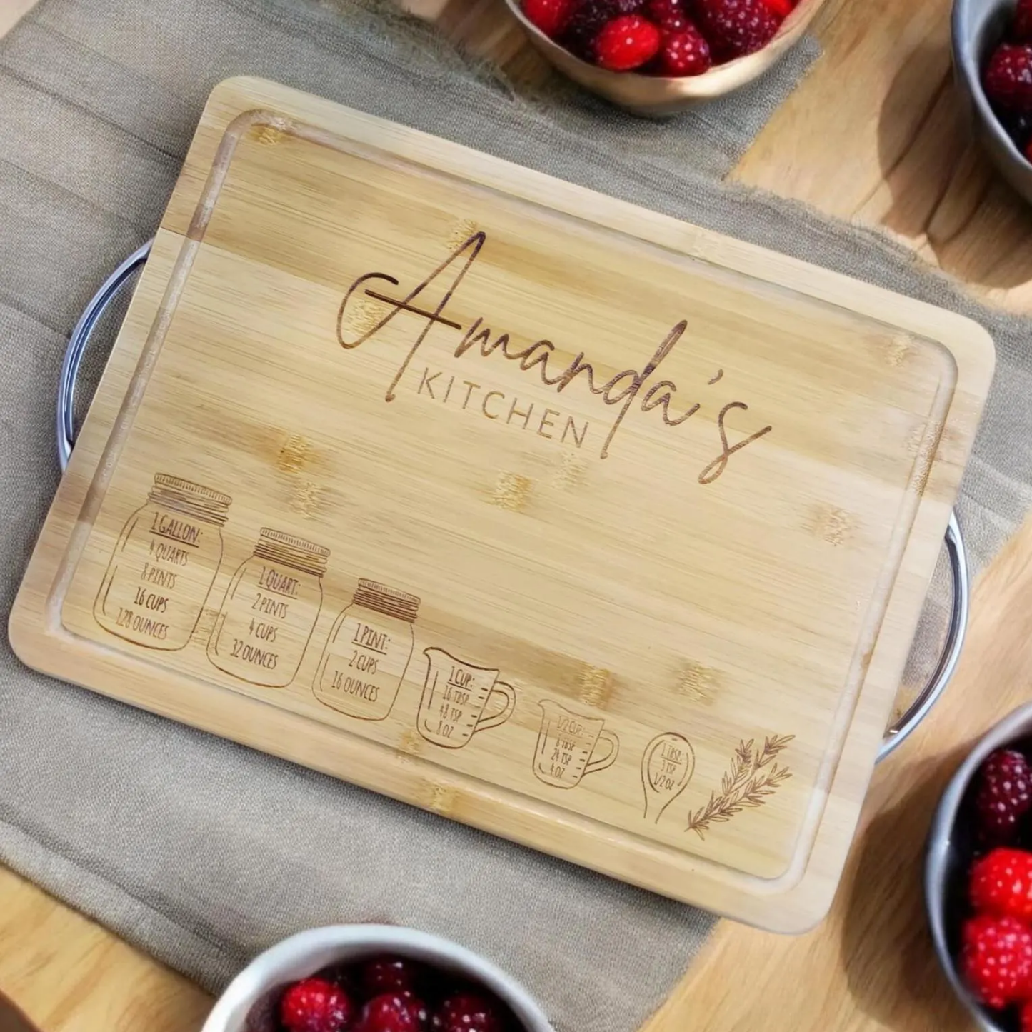 Cute Measurement Conversion Cutting Board In Bamboo Or Acacia Wood, Custom Kitchen Conversion Chart For Easy Cooking, Food Safe And BPA-Free Finish, Knife-Friendly And Durable, Perfect For Daily Meal Prep And Charming Countertop Display