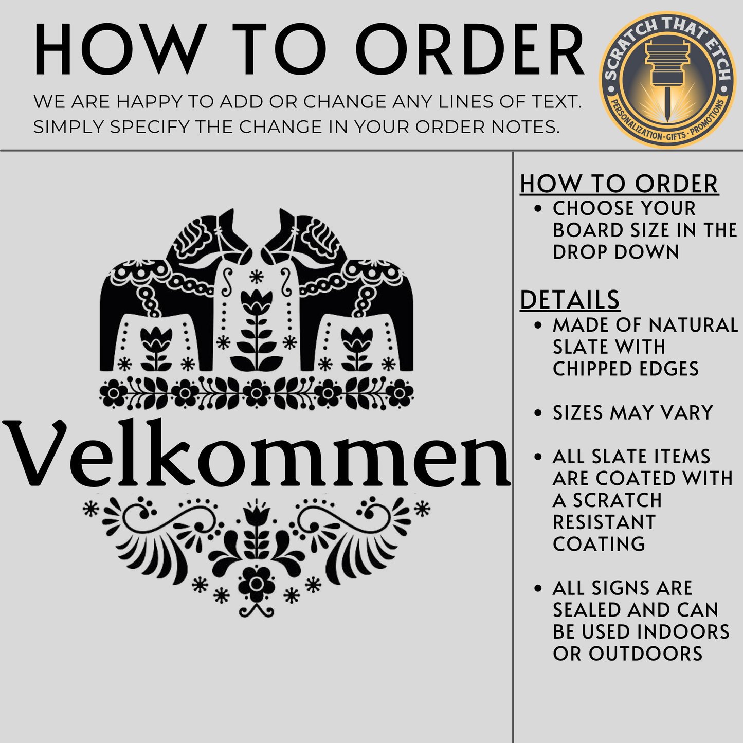 Personalized Norwegian Velkommen Slate Sign For Front Door And Entryway, Natural Slate Welcome Sign With Jute Hanger, Indoor And Outdoor Home Decor