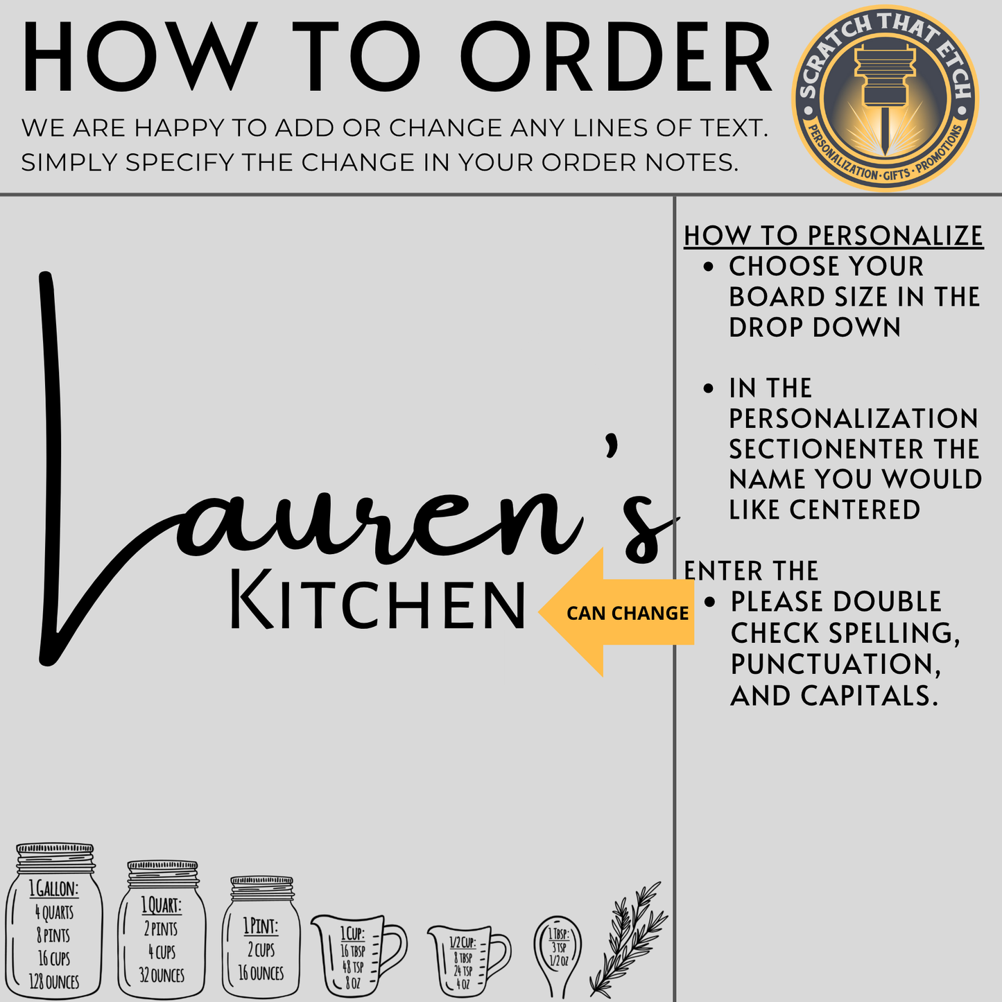 Cute Measurement Conversion Cutting Board In Bamboo Or Acacia Wood, Custom Kitchen Conversion Chart For Easy Cooking, Food Safe And BPA-Free Finish, Knife-Friendly And Durable, Perfect For Daily Meal Prep And Charming Countertop Display