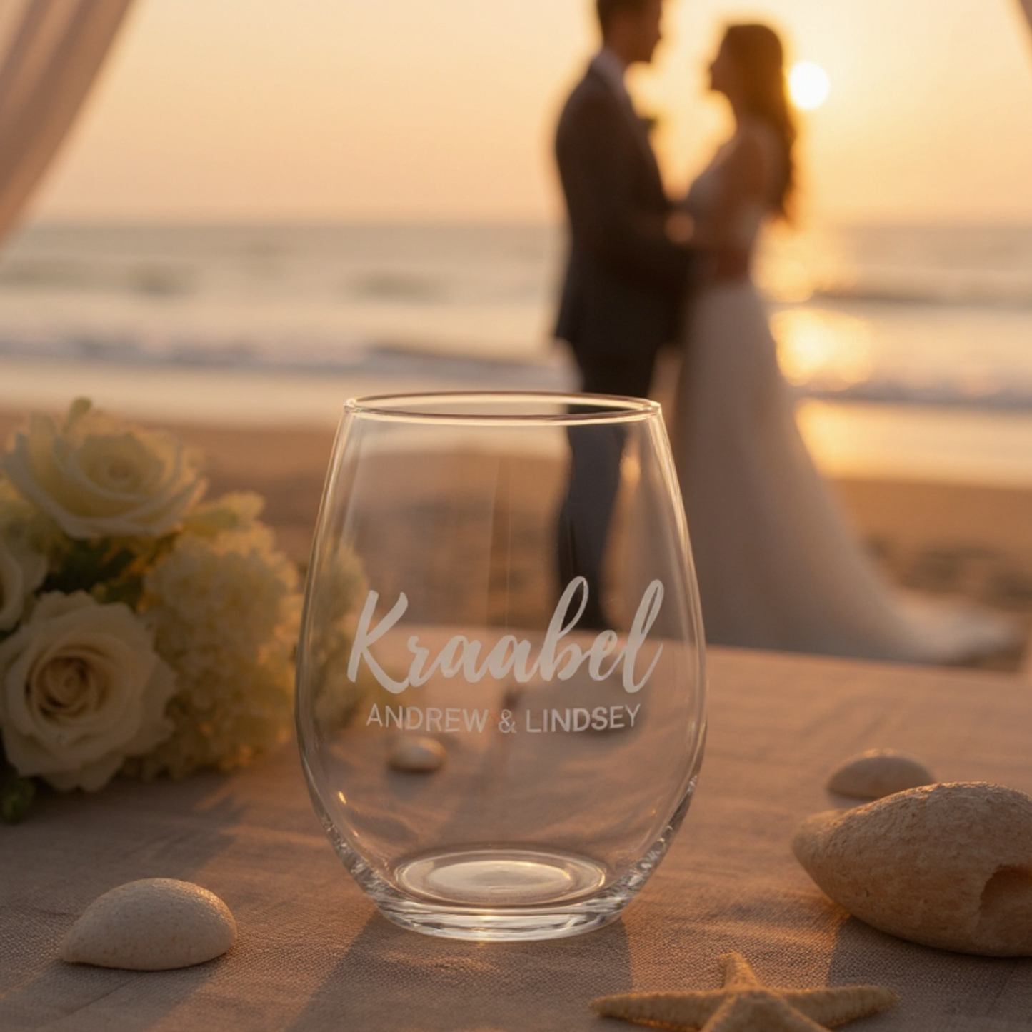 Personalized Stemless Wine Glasses — Design Your Own With Names, Monograms, Or Artwork — Elegant Drinkware For Weddings, Bridesmaids, Couples, And Home Entertaining