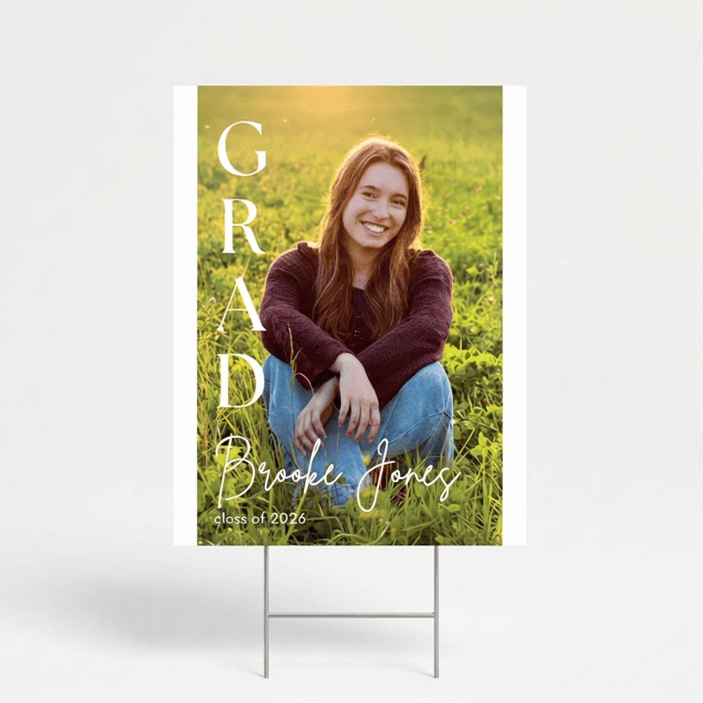 Personalized Graduation Yard Sign 18x24 With Photo, Name, and Year- Weather Resistant Grad Party Yard Sign With Stakes