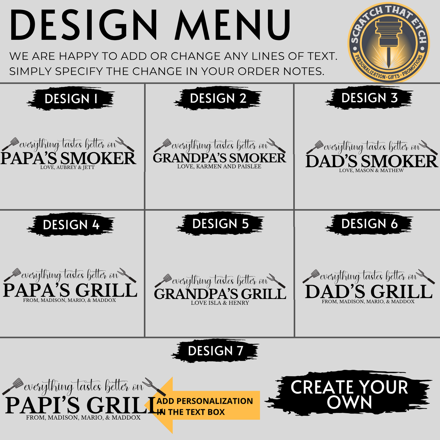 Everything Tastes Better When Grandpa Cooks It Personalized Serving Board For Kitchen, BBQ, And Family Dinners, Custom Name And Date Option, Durable, Perfect for Fathers Day And Grandparent Appreciation