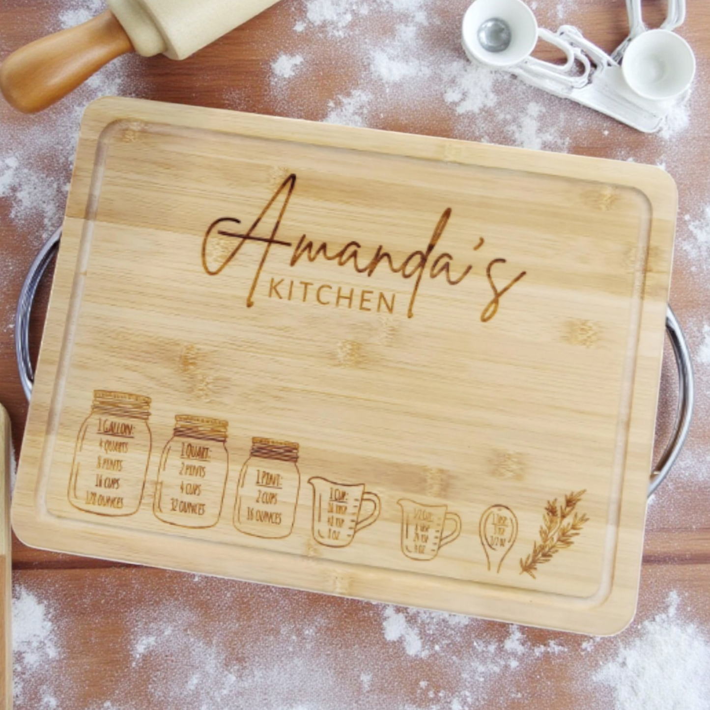 Cute Measurement Conversion Cutting Board In Bamboo Or Acacia Wood, Custom Kitchen Conversion Chart For Easy Cooking, Food Safe And BPA-Free Finish, Knife-Friendly And Durable, Perfect For Daily Meal Prep And Charming Countertop Display