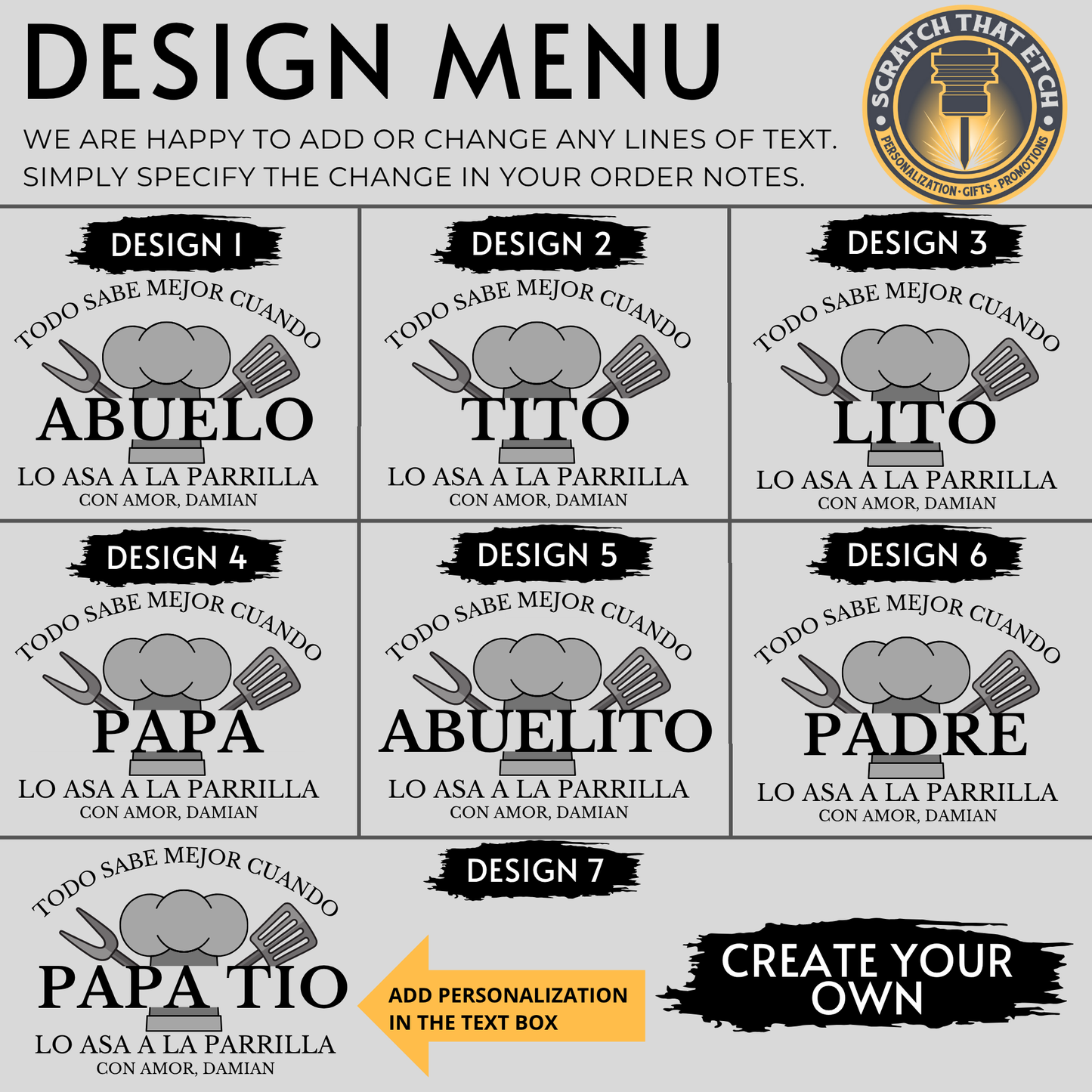 Personalized Abuelo Spanish Cutting Board With Multiple Designs For BBQ Prep And Serving, Grill Master Kitchen Decor For Fathers Day And Birthdays