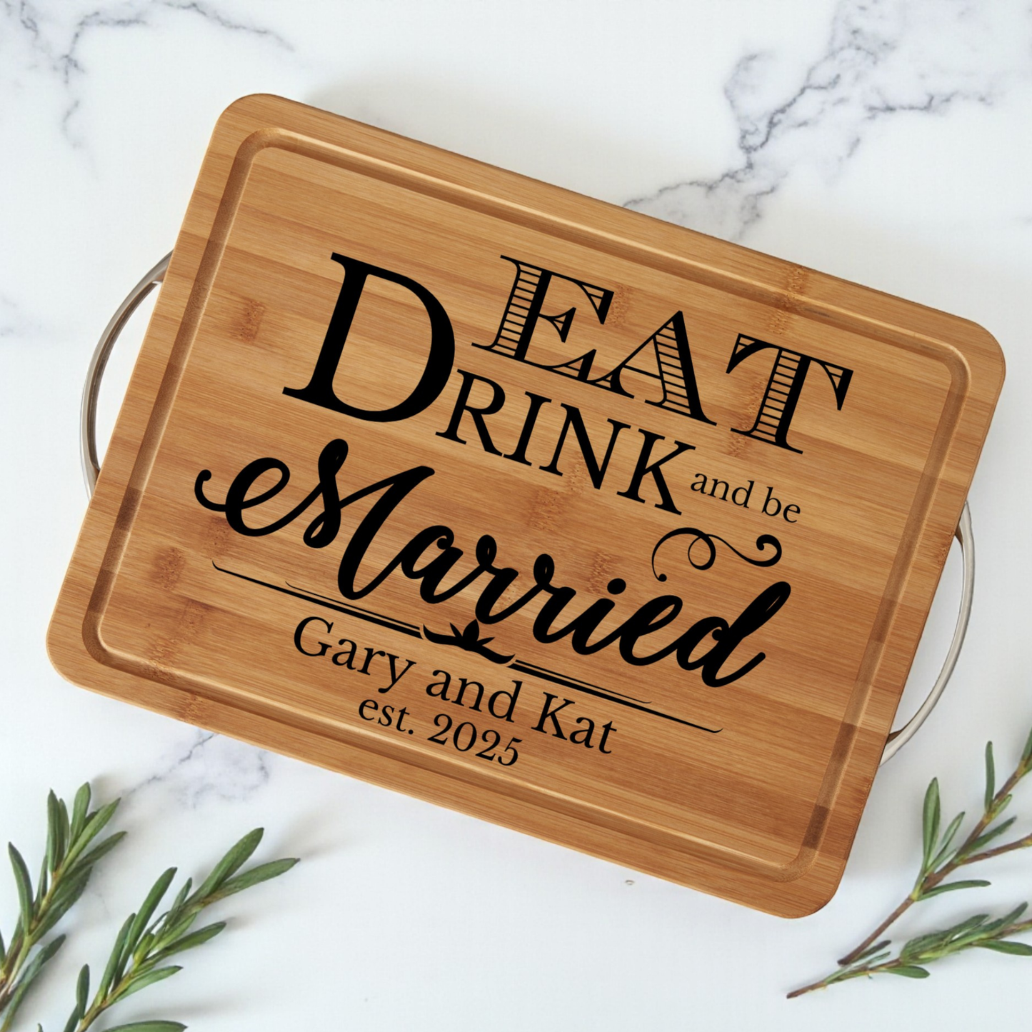 Personalized Wedding Cutting Board Or Charcuterie Serving Board In Bamboo Or Acacia Mr & Mrs Keepsake With Couples Name And Date For Bridal Shower Anniversary Engagement Or Housewarming Elegant Kitchen Decor And Entertaining Essential
