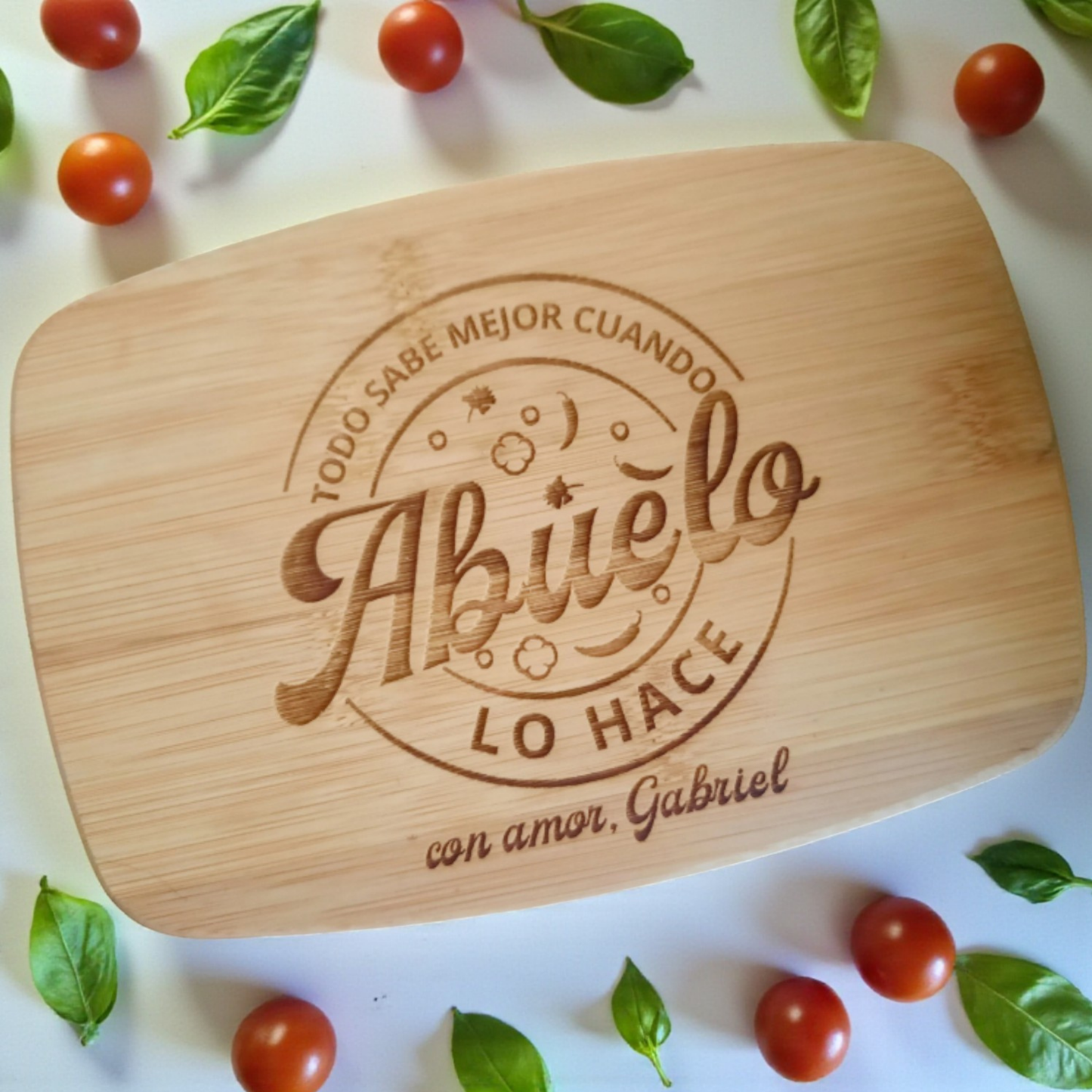 Abuelo Lo Hace Personalized Cutting Board In Bamboo Or Acacia — Spanish Kitchen Decor And Durable Serving Board For Father's Day, Birthday, Or Christmas — Heartfelt Keepsake For Grandpa