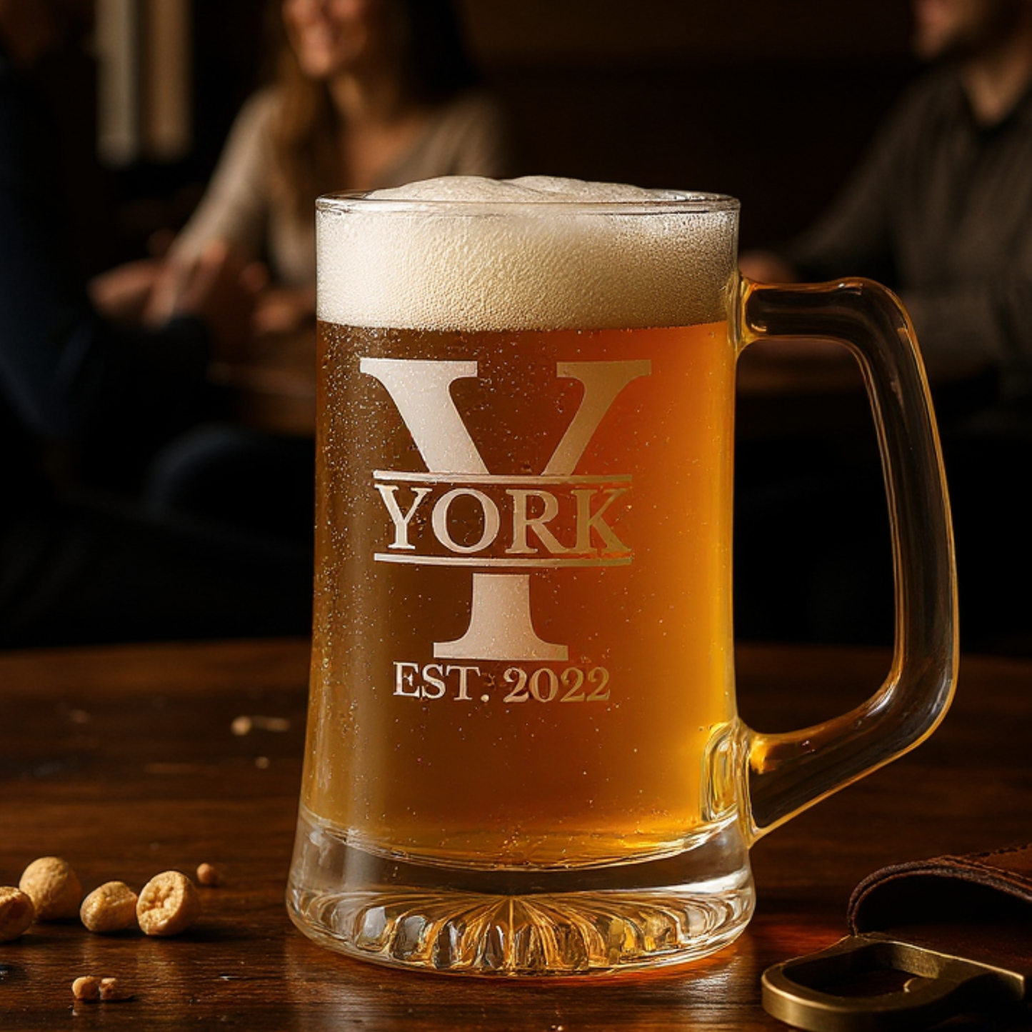 Personalized Beer Mug In 14 oz Or 25 oz — Design Your Own Permanently Marked, Dishwasher-Safe Drinkware For Home Bars, Weddings, And Celebrations