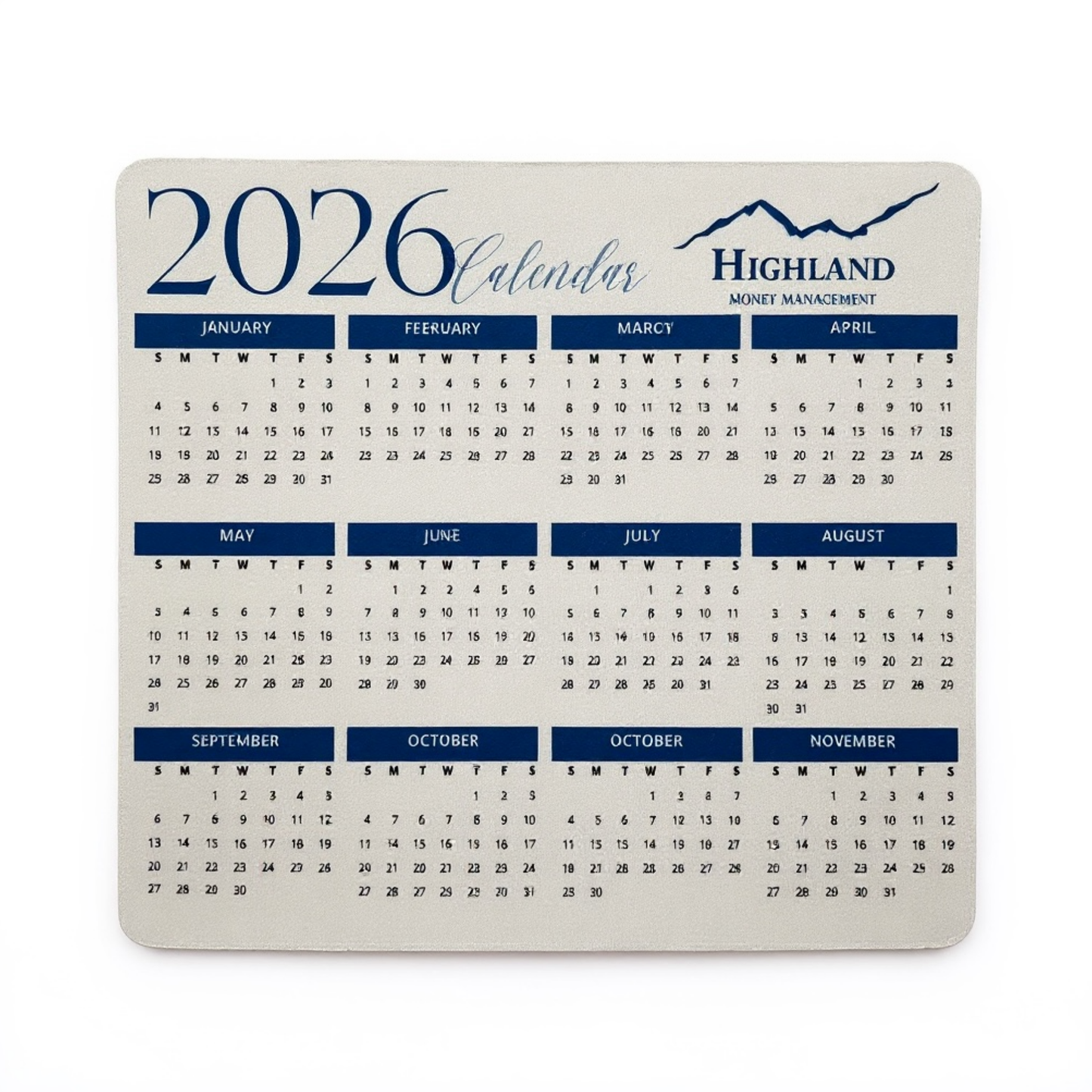 Personalized Business Logo Calendar Mouse Pad With Neoprene Top And Non Slip Rubber Base For Offices And Events