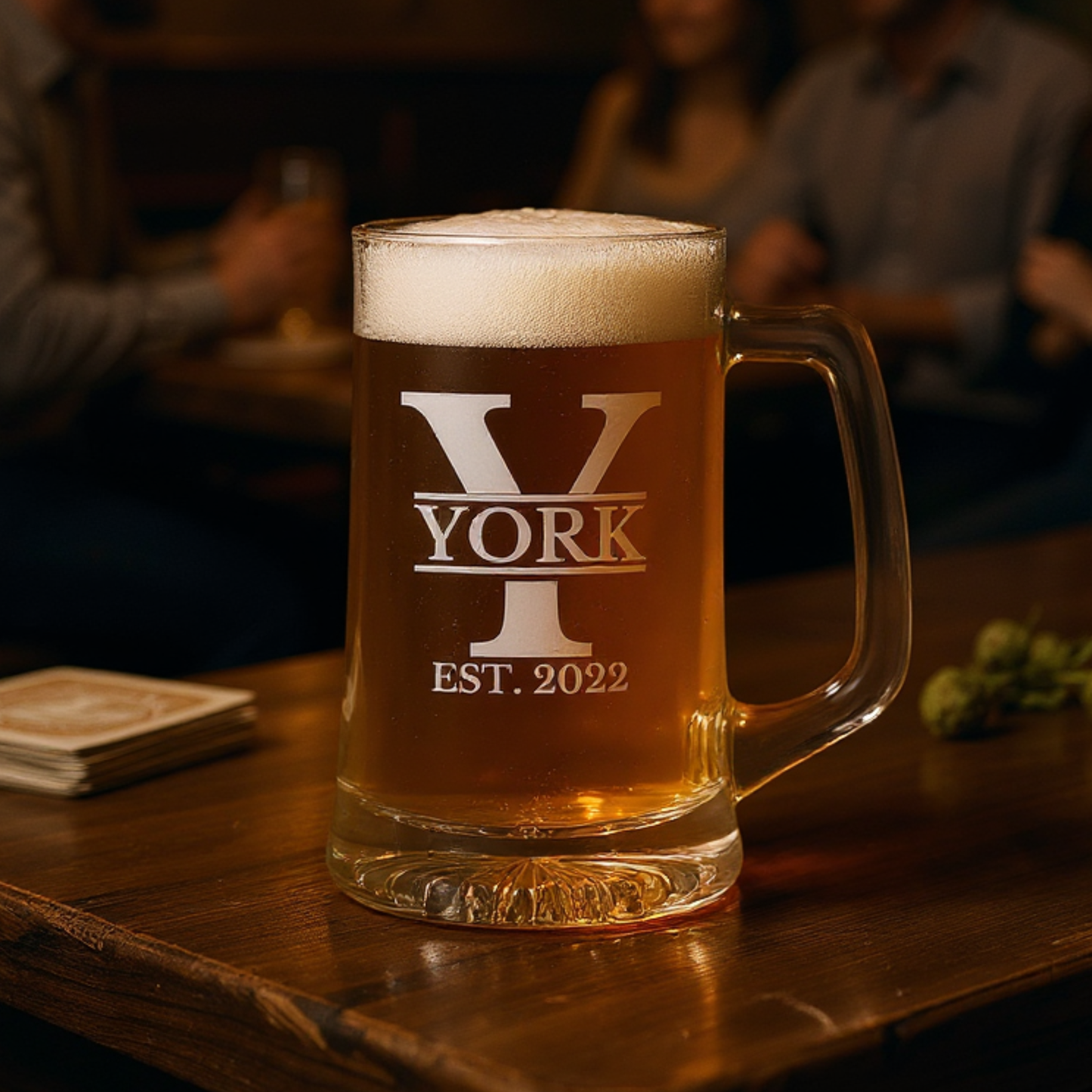 Personalized Beer Mug In 14 oz Or 25 oz — Design Your Own Permanently Marked, Dishwasher-Safe Drinkware For Home Bars, Weddings, And Celebrations