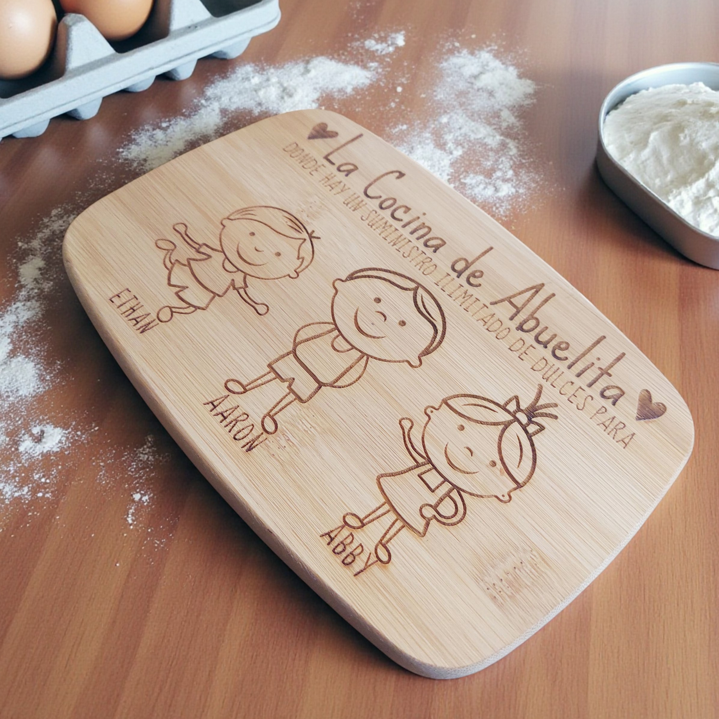 Abuela's Kitchen Personalized Cutting Board In Bamboo Or Acacia — Customizable with Abuela And Heartfelt Message; Durable Serving Board For Mother's Day, Birthday, Or Christmas — One-Of-A-Kind Keepsake That Celebrates Abuela And Elevates Her Kitchen