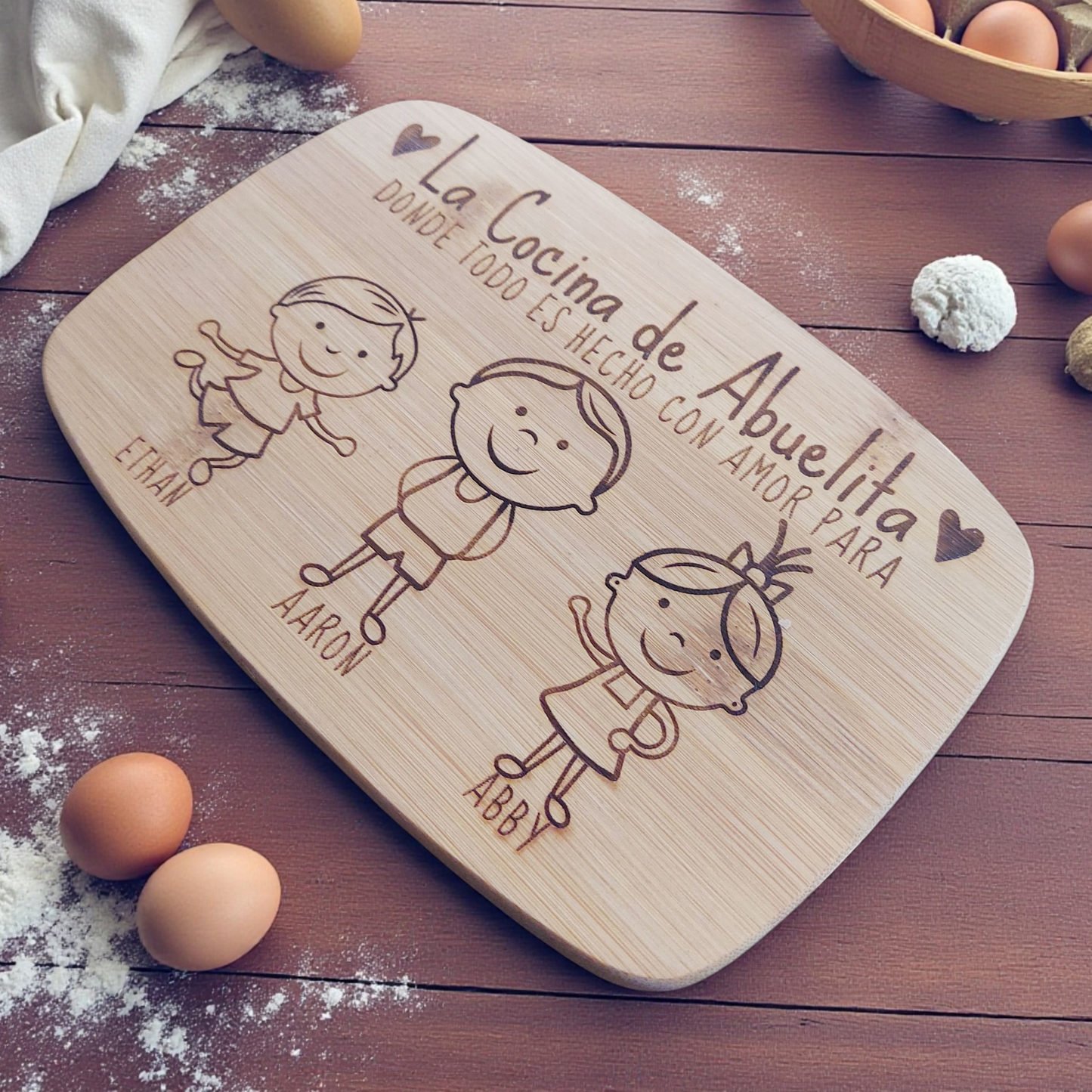 Abuelita's Kitchen Personalized Cutting Board In Bamboo Or Acacia — Customizable with Abuelita And Heartfelt Message; Durable Serving Board For Mother's Day, Birthday, Or Christmas — One-Of-A-Kind Keepsake That Celebrates Abuelita And Elevates Her Kitchen