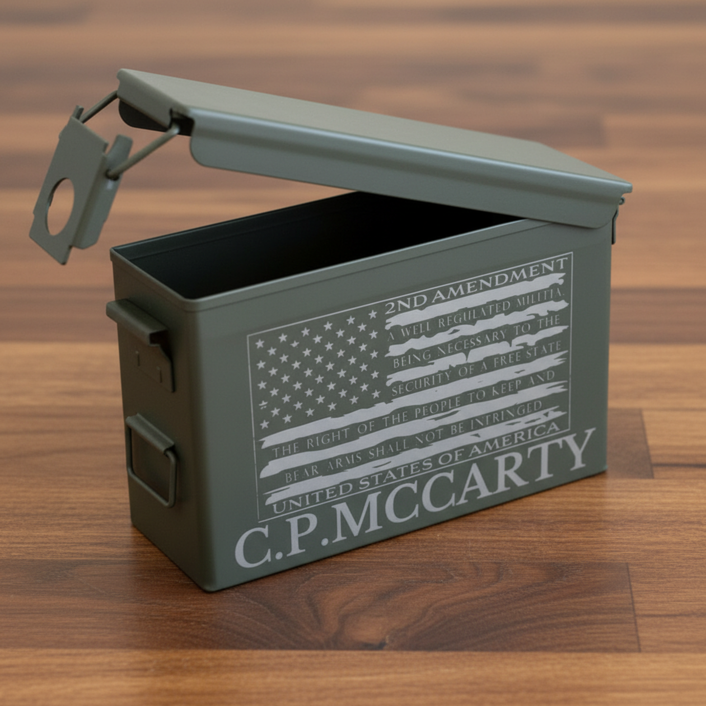 Personalized Weatherproof Steel Ammo Can For .30 Or .50 Caliber, Military Style Storage Box For Ammo, Range Gear, And Keepsakes