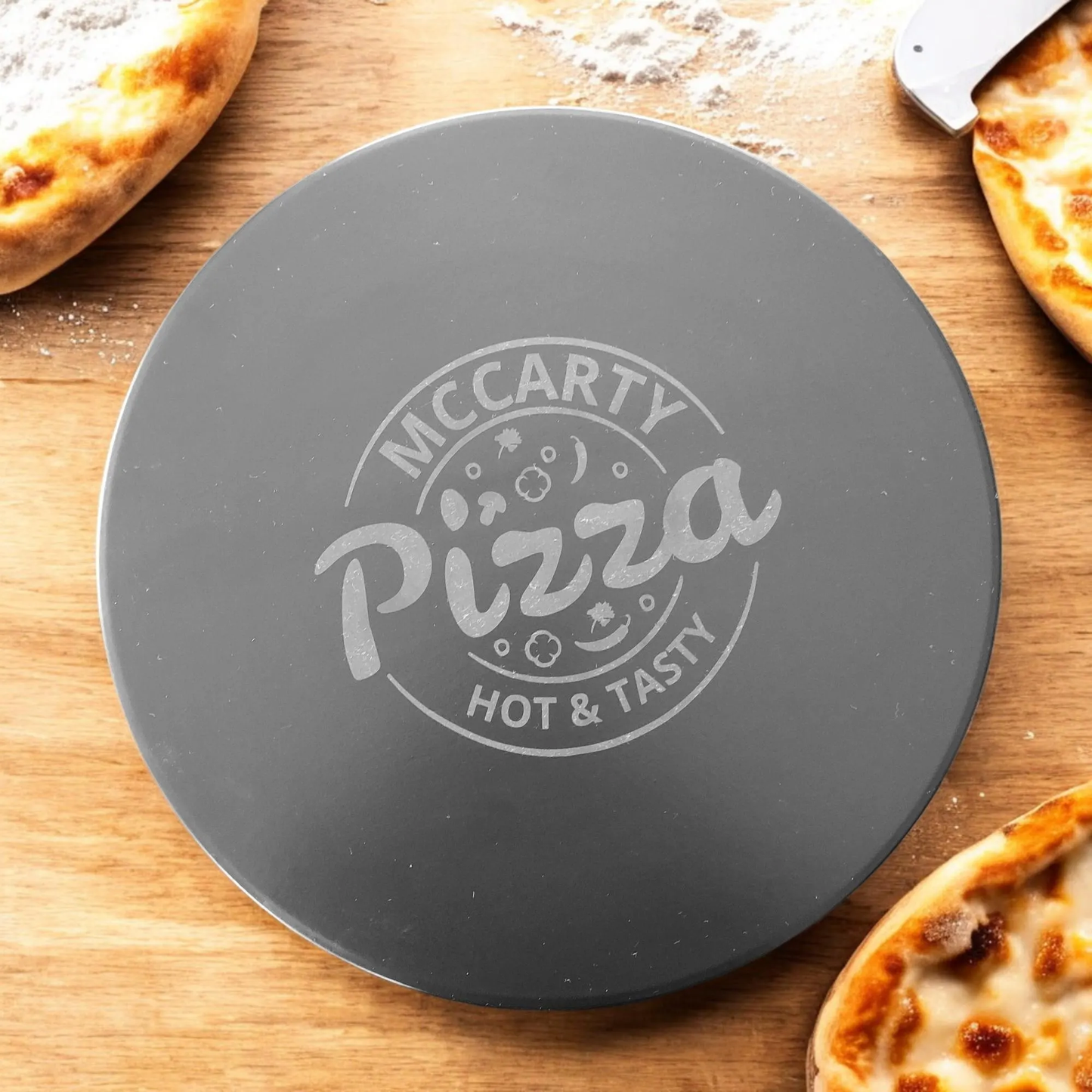 Personalized Black Ceramic Pizza Stone With Heat Resistant Coating And Free Pizza Cutter For Pizza Lovers