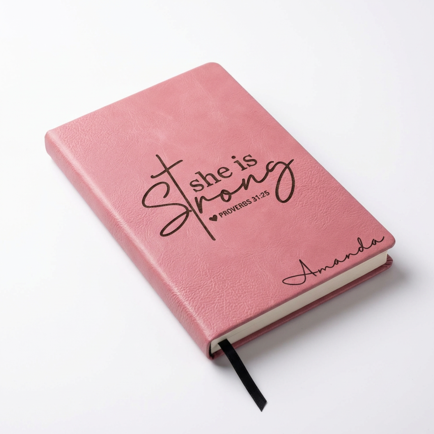 Personalized Leatherette Journal With Lined Notepad She Is Strong Proverbs 31: 25 Christian Notebook