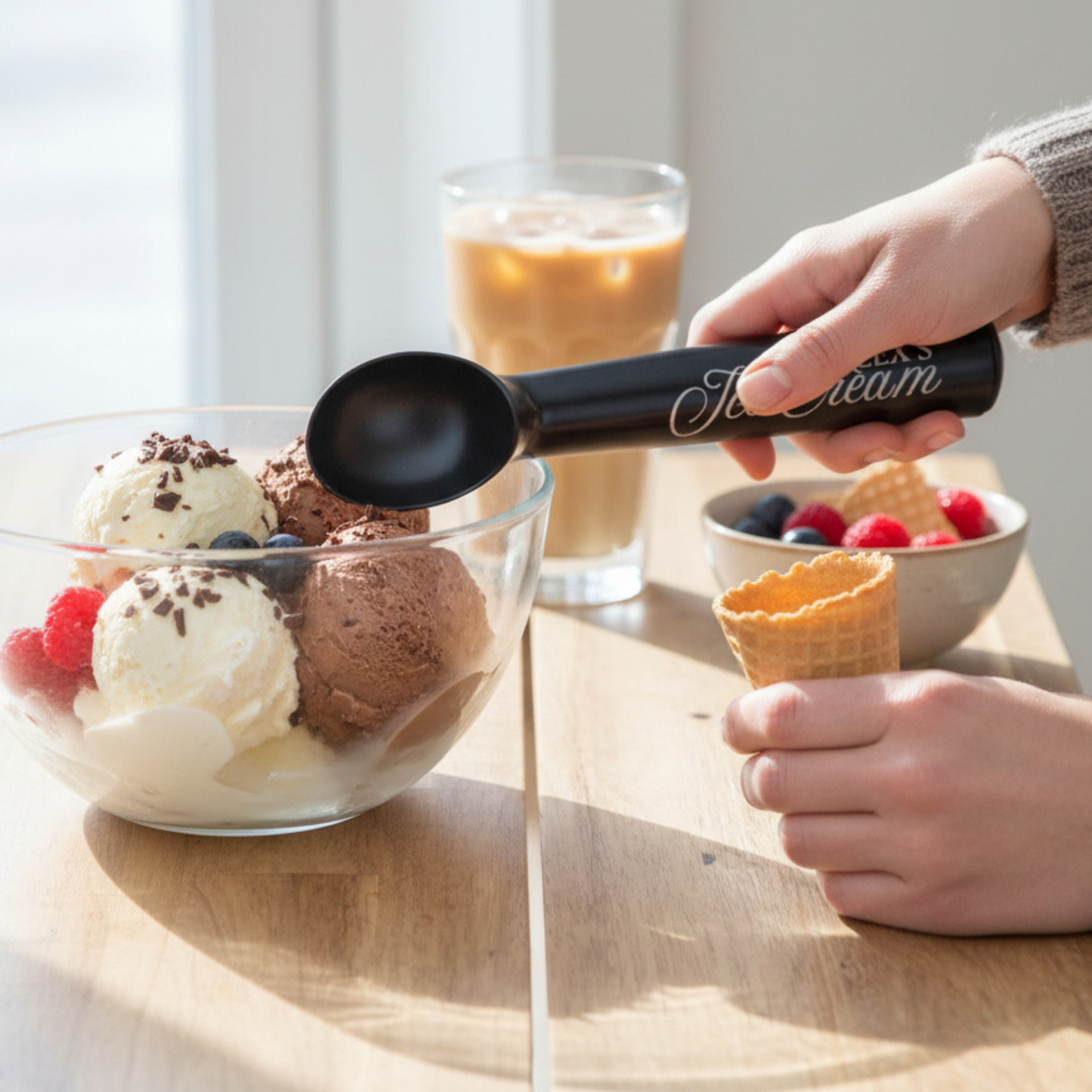 Personalized Aluminum Ice Cream Scoop In Black Or Silver For Bulk Wedding Favors And Save The Date, Up To 30 Characters On Handle