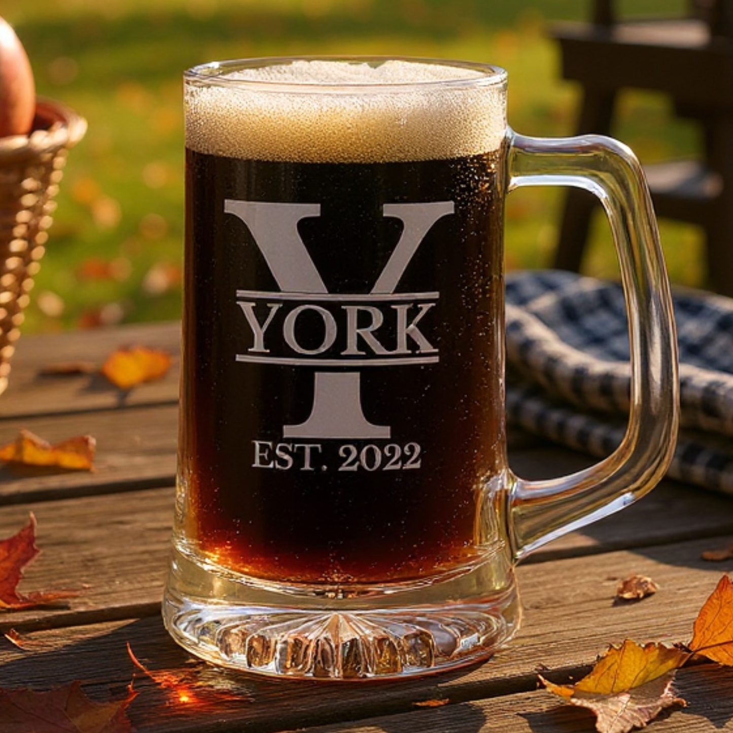 Personalized Beer Mug In 14 oz Or 25 oz — Design Your Own Permanently Marked, Dishwasher-Safe Drinkware For Home Bars, Weddings, And Celebrations