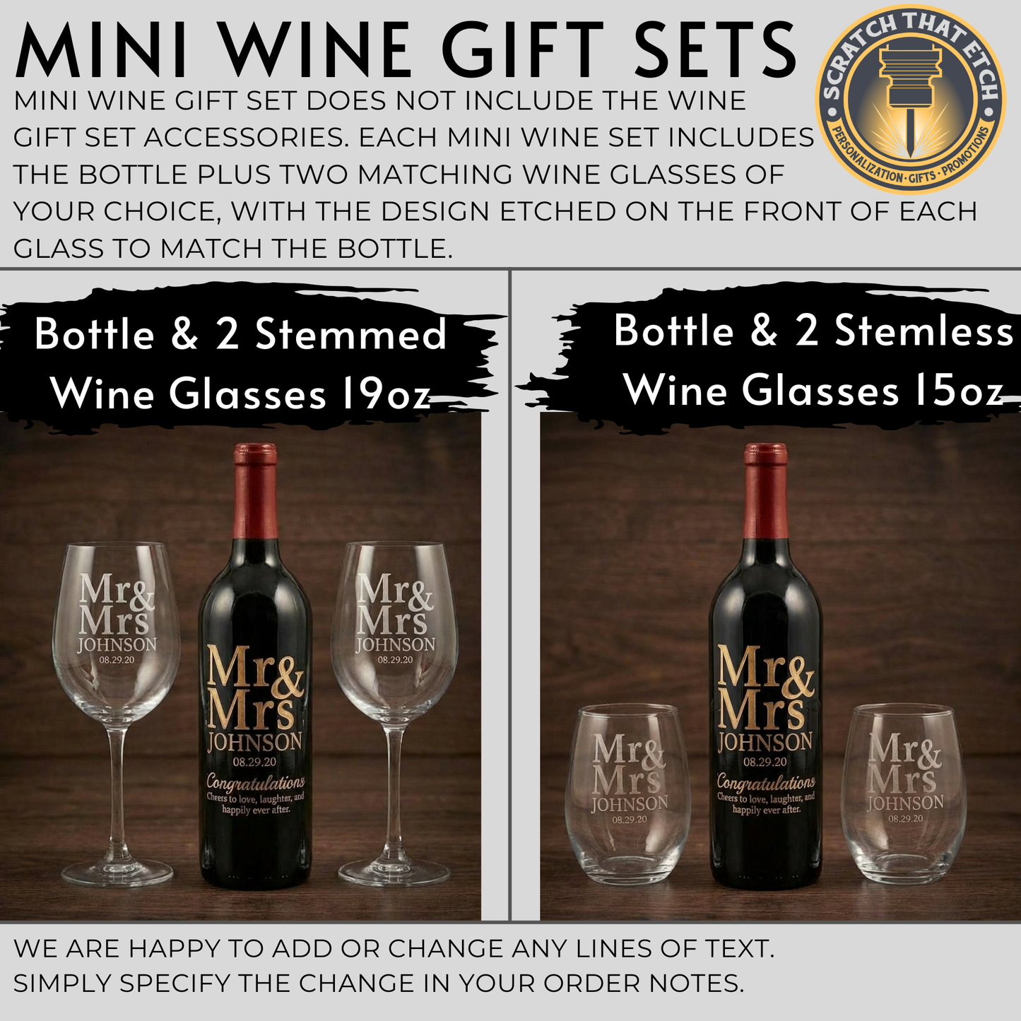 Luxury Personalized Wine Gift Set Custom Sandblasted Wine Bottle with Gold Inlay, Etched Glasses & Wine Accessories- Wedding, Anniversary, Special Memories Keepsake