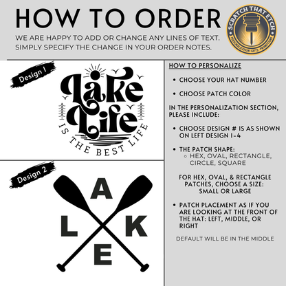 Personalized Lake Life Patch Hats, Richardson 112 Trucker Hat, Custom Logo Snapbacks, Beanies, Relaxed & Casual Hats with Patch, Fathers Day