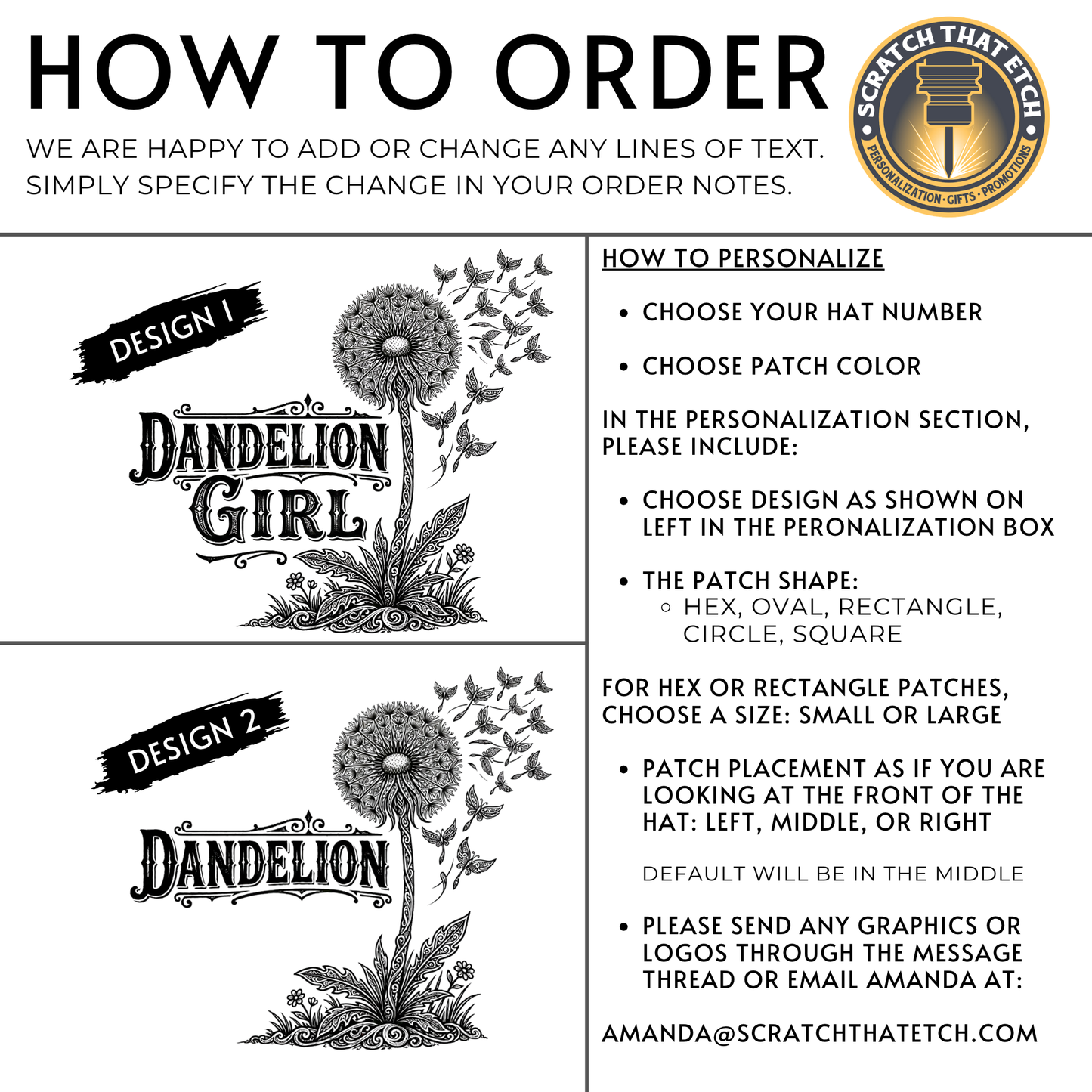 Dandelion Girl Country Music Fan Hat, 2 Designs, Personalized Richardson 112 Trucker Hat & Signature Series Hats For Concerts & Festivals