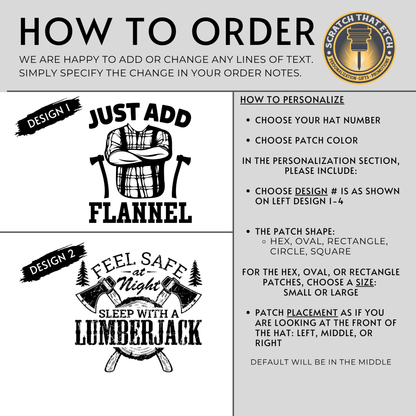 Custom Lumberjack Feelin' Knotty Hat- Lumberjack Days Trucker Hat, Custom Richardson 112 Hat & Signature Hats FOUR Designs To Choose From
