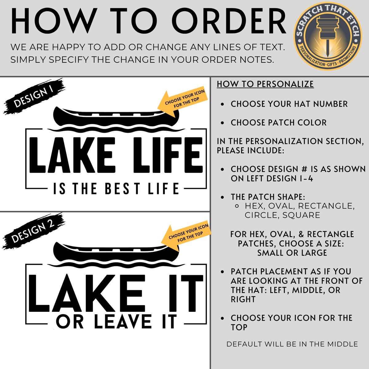 Personalized Lake Life Canoe Patch Hats Design, Richardson 112 Trucker Hat, Custom Logo Snapbacks, Beanies, Relaxed & Casual Hats with Patch
