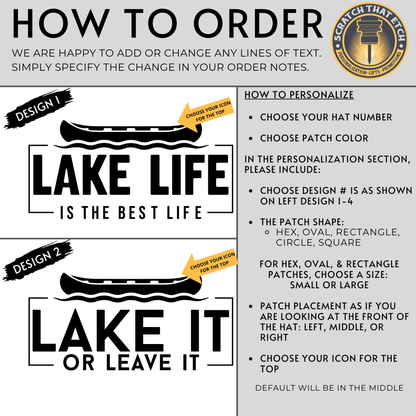 Personalized Lake Life Canoe Patch Hats Design, Richardson 112 Trucker Hat, Custom Logo Snapbacks, Beanies, Relaxed & Casual Hats with Patch