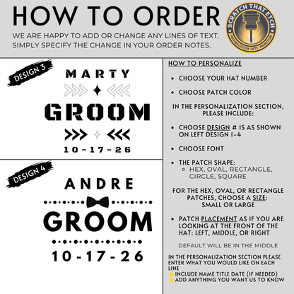 Personalized Wedding Party Hat, Custom Groomsmen Hat, Best Man Gift, Groom Hat Wedding Party Gift, 4 Designs To Choose From