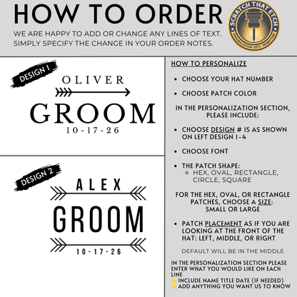 Personalized Wedding Party Hat, Custom Groomsmen Hat, Best Man Gift, Groom Hat Wedding Party Gift, 4 Designs To Choose From