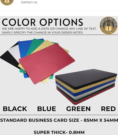 Customizable Metal Business Cards - Durable Design for Professionals & Entrepreneurs  |  Bulk Order Office Supplies |  Luxury Business Cards