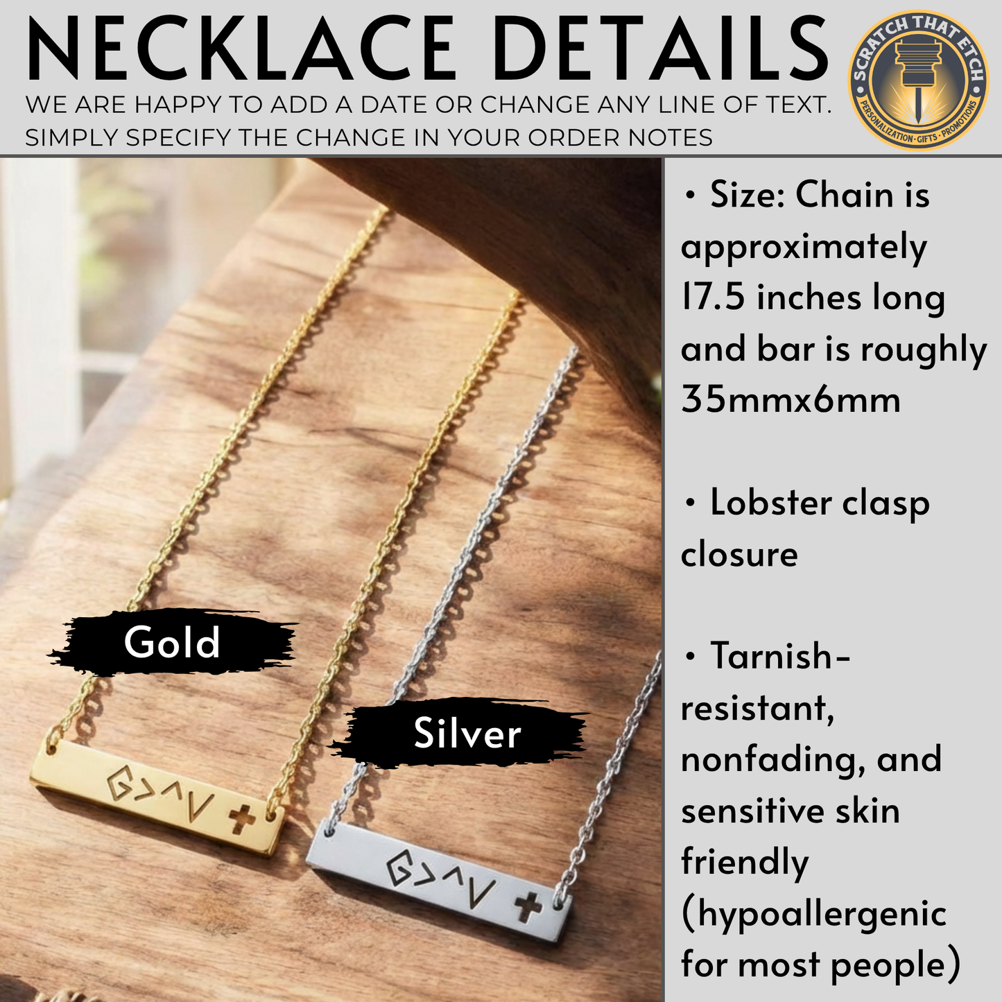 Personalized Cross Cutout Horizontal Bar Necklace In Silver Or Gold With Single Or Double Sided Personalization For Meaningful Faith Jewelry
