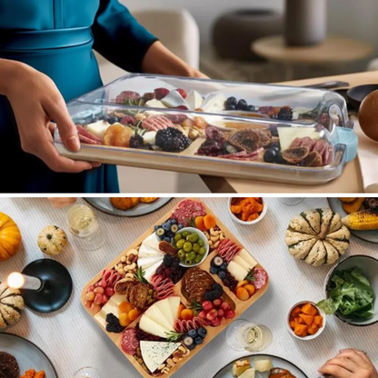 Customizable Farberware Build-a-Board - 11" x 14" Bamboo Serving/Charcuterie Board with Clear Top