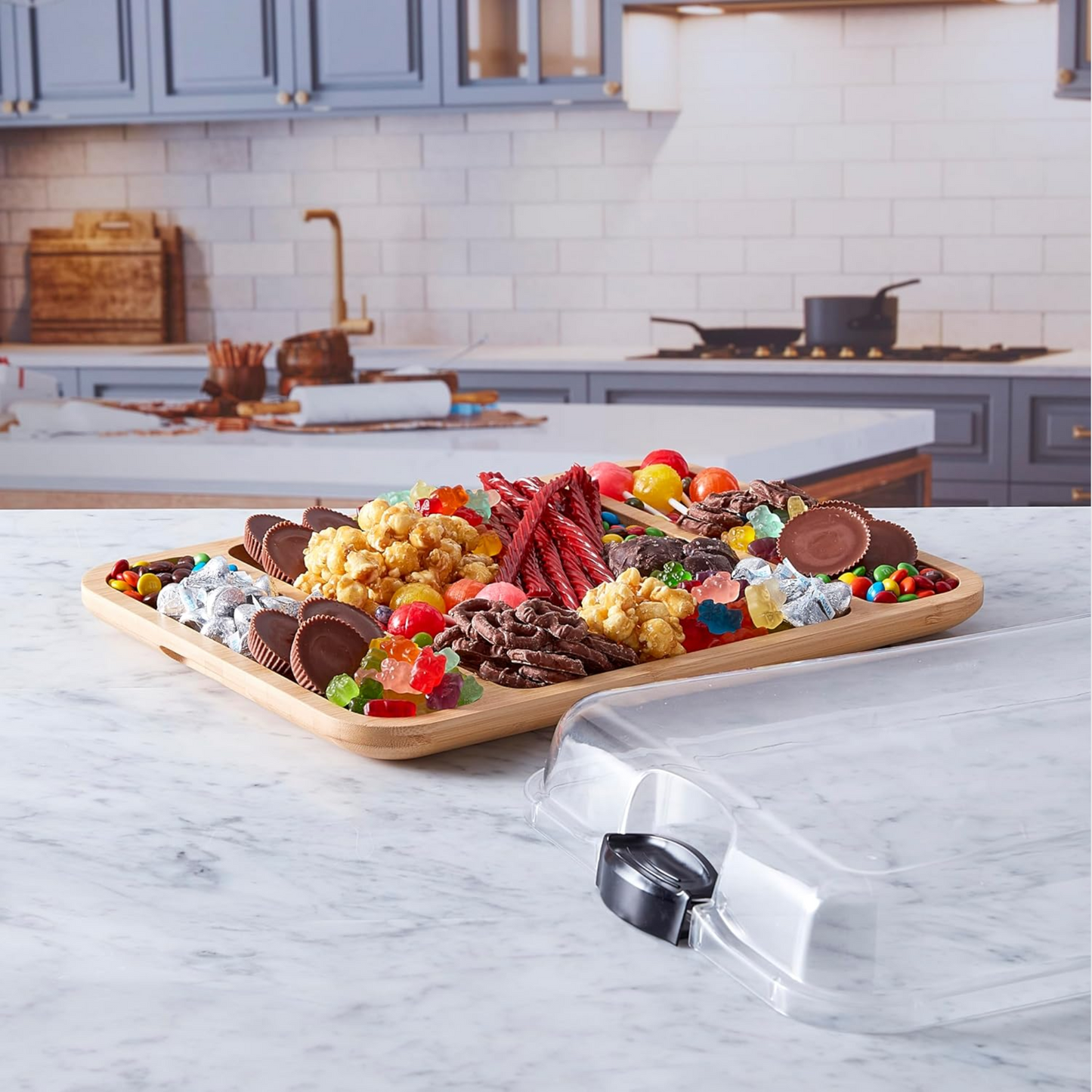 Customizable Farebareware Build-a-Board - 16" x 12" Bamboo Serving/Charcuterie Board with Clear Top