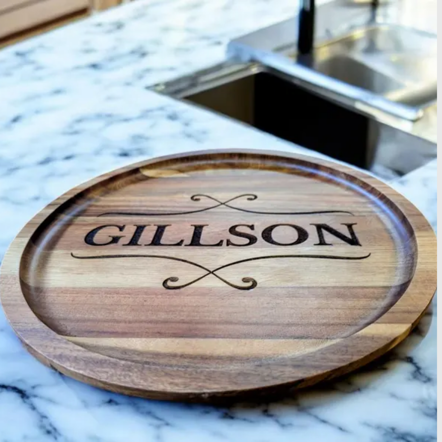 Shopify Farberware 14" Round Build-A-Board - Customizable Acacia Cutting Board with Secure Snap Lid and See-Through Top for Showcasing Food