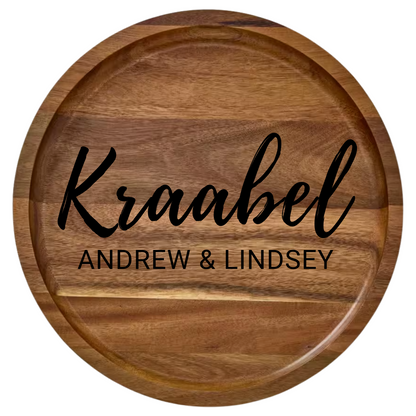 Shopify Farberware 14" Round Build-A-Board - Customizable Acacia Cutting Board with Secure Snap Lid and See-Through Top for Showcasing Food