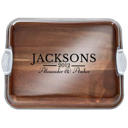 Customizable Farberware Build-a-Board - 11" x 14" Acacia Serving/Charcuterie Board with Clear Top