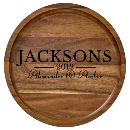 Shopify Farberware 14" Round Build-A-Board - Customizable Acacia Cutting Board with Secure Snap Lid and See-Through Top for Showcasing Food