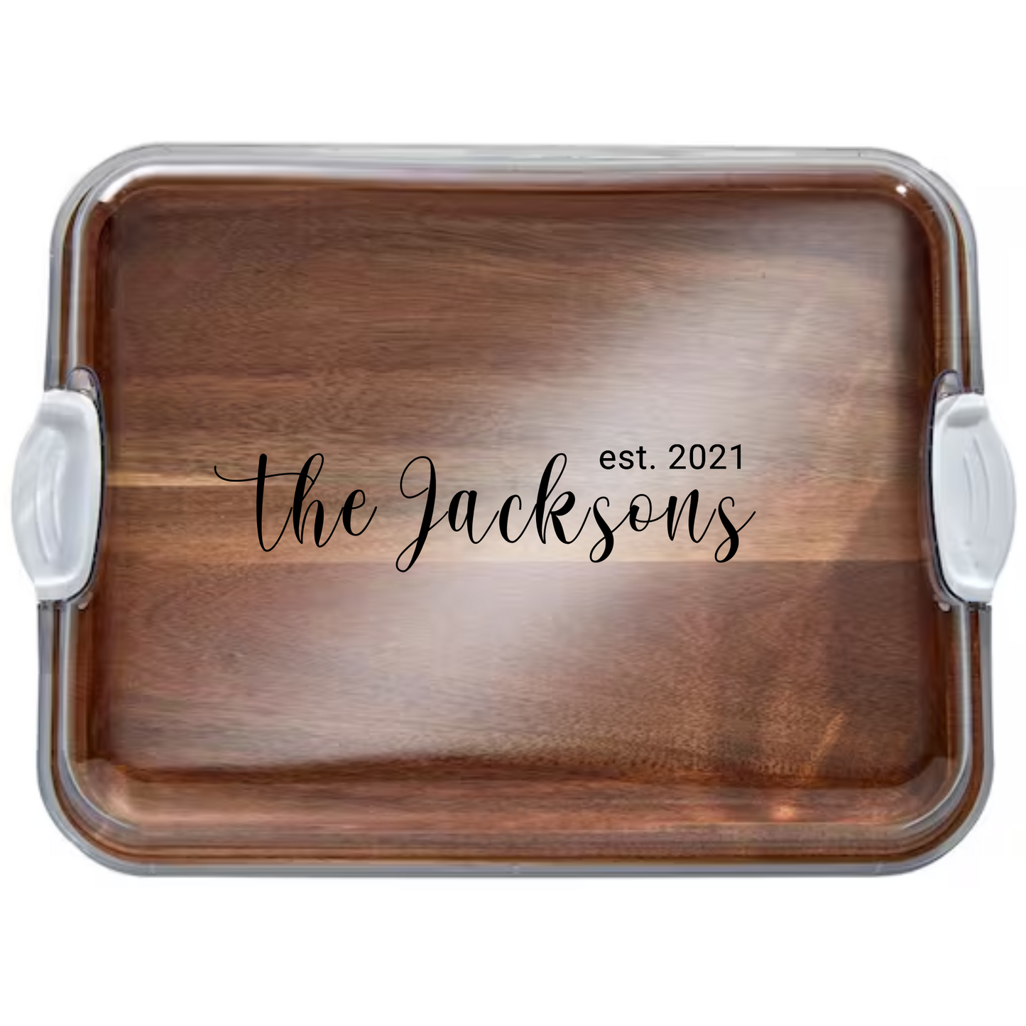 Customizable Farberware Build-a-Board - 11" x 14" Acacia Serving/Charcuterie Board with Clear Top