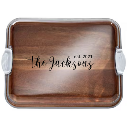 Customizable Farberware Build-a-Board - 11" x 14" Acacia Serving/Charcuterie Board with Clear Top