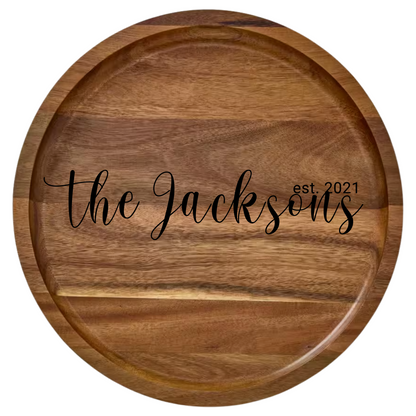 Shopify Farberware 14" Round Build-A-Board - Customizable Acacia Cutting Board with Secure Snap Lid and See-Through Top for Showcasing Food