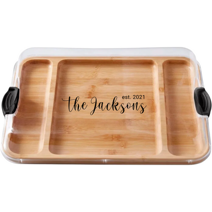 Customizable Farebareware Build-a-Board - 16" x 12" Bamboo Serving/Charcuterie Board with Clear Top